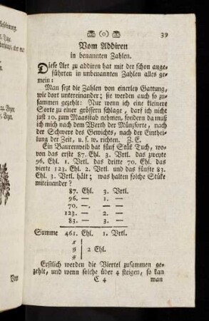 39-54, Benannte Zahlen: Vom Addiren, Subtrahiren, Multipliciren, Dividiren.