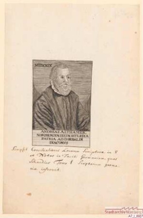 Andreas Althamer, Nürnberger, Diakon bei St. Sebald
