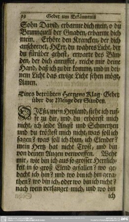 Eines betrübten Hertzens Klag-Gebet über die Menge der Sünden