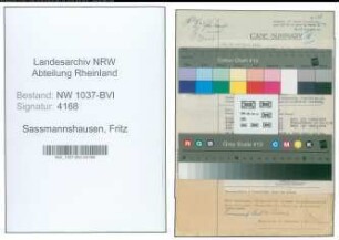 Entnazifizierung Fritz Sassmannshausen , geb. 01.07.1905 (Kaufm.Angestellter)