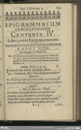 Centuria IV. Libri primi Epigrammatum