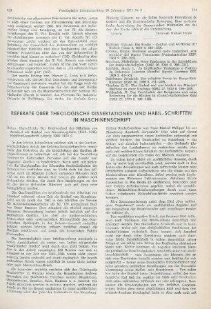 Referate über theologische Dissertationen und Habil.-Schriften in Maschinenschrift