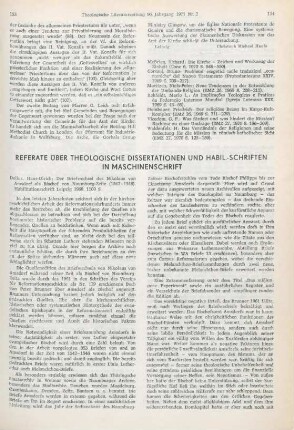 Referate über theologische Dissertationen und Habil.-Schriften in Maschinenschrift