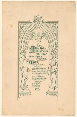 Menükarte : The Allan Glen Association Dinner, Windsor Hotel
