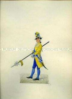 Uniformdarstellung, Schweizer Leibgarde, Sachsen, um 1800.