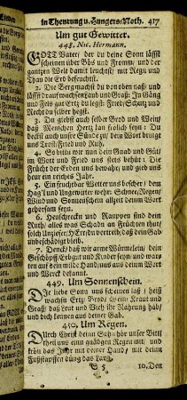 (Klag- und Trost-Lieder) Um gut Gewitter - Sonnenschein - Regen - Ungewitter.