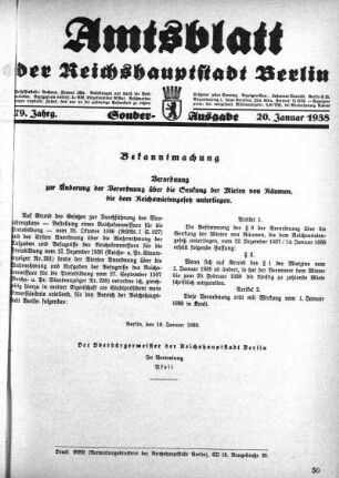 Sonder-Ausgabe, 20. Januar 1938