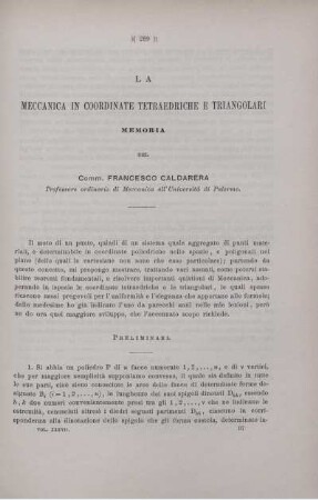 Meccanica in coordinate tetraedriche e triangolari.