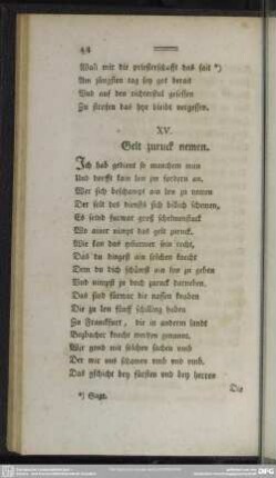 XV. Gelt zuruck nemen