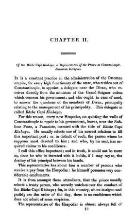 CHAPTER II. - Of the Bâche Capi Kiahaya, or representative of the Prince at Constantinople - Fanariote intrigues