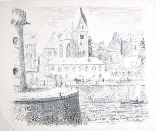 Stadtausschnitt mit Fluss (Köln)