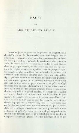 Essai sur les études en russie