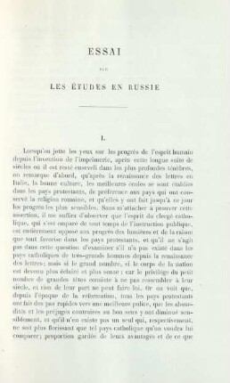 Essai sur les études en russie