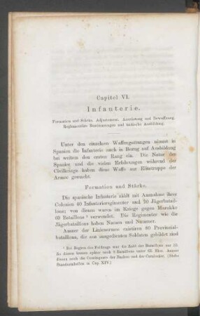 Capitel VI. - Infanterie. : Formation und Stärke. Adjustement. Ausrüstung und Bewaffnung. Reglementäre Bestimmung und tactische Ausbildung.