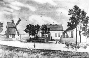 Parthenstein-Klinga-Staudnitz. Bockmühle und Gehöft, Bild von Anton Hahn, 1925, Repro (Besitz Dr. Gleisberg, Grimma)