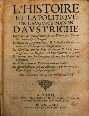 L' Histoire et la politique de l'aug. maison d'Autriche