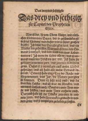 Das drey und sechtzigste Capitel des Propheten Esaie.