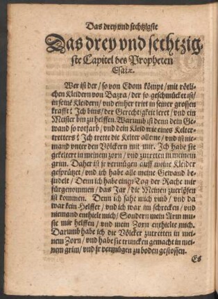 Das drey und sechtzigste Capitel des Propheten Esaie.