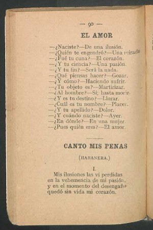Canto mis penas : (Habanera)