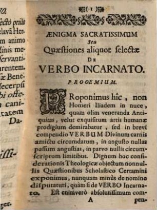 Aenigma Sacratissimum Seu Mysterium Incarnationis