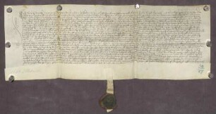 Gültbrief des Laux Hutmacher zu Dillstein, mit Genehmigung seines Vogtsherrn Reinhard von Neuhausen, gegen Frau Elsa, Hans Mörlins Witwe, über 30 fl.