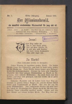 Nr. 1. Januar 1911