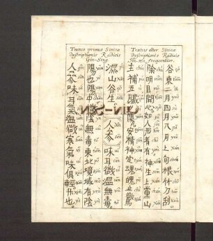 Textus primus Sinicæ Descriptionis Radicis Gin-Seng. Textus alter Sinicæ Descriptionis Radicis Sin-sen frequentior.