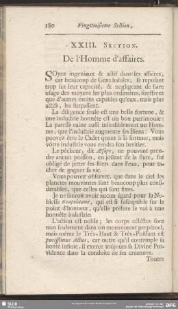 XXIII. Section. De l´Homme d´affaires
