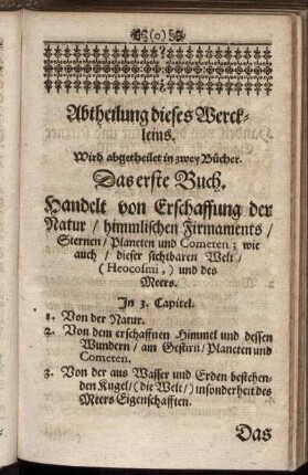 Abtheilung dieses Werckleins.