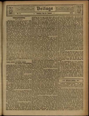 Zweite Ausgabe vom Sonntag, den 15. Januar 1922.