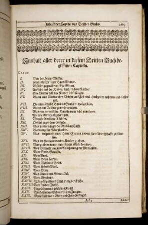 Innhalt aller derer in diesem Dritten Buch begriffenen Capiteln.