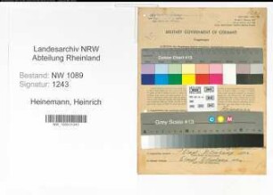 Entnazifizierung Heinrich Heinemann , geb. 14.08.1896 ()