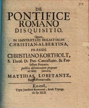 De Pontifice Romano Disquisitio