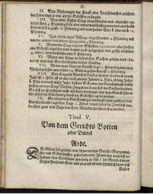 Titul. V. Von dem Gerichts Botten oder Büttel