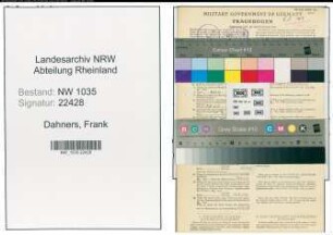 Entnazifizierung Frank Dahners , geb. 22.05.1898 ()