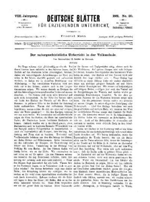 Der naturgeschichtliche Unterricht in der Volksschule : (Schluss)