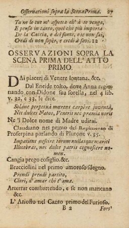 Osservazioni Sopra La Scena Prima Dell' Atto Primo