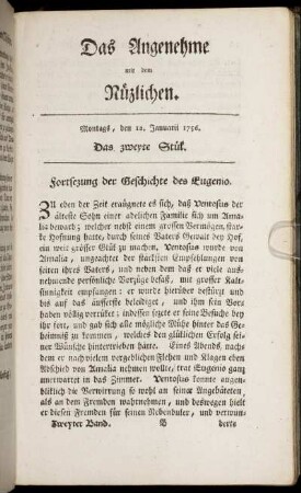 Das zweyte Stück. Montags, den 12. Januarii 1756.