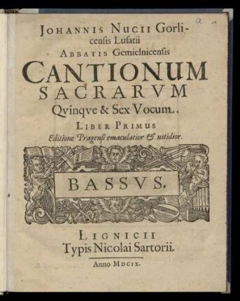 Johannes Nucius: Cantionum sacrarum quinque et sex vocum. Liber primus. Bassus