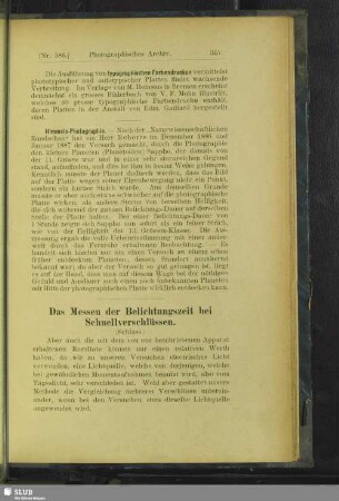 Das Messen der Belichtungszeit bei Schnellverschlüssen