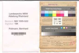 Entnazifizierung Bernhard Pollmann , geb. 12.08.1896 (Metzger)