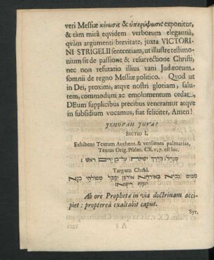 Sectio I. Exhibens Textum Authent. & versiones palmarias.