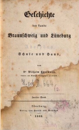 Geschichte der Lande Braunschweig und Lüneburg : für Schule und Haus. 2