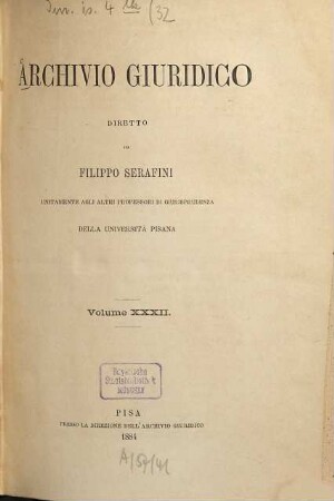 Archivio giuridico. 32. 1884