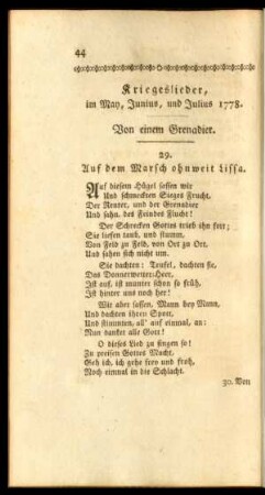 Kriegslieder, im May, Junius, und Julius 1778