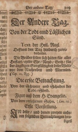 Der Ander Tag. Von der Todt- und Läßlichen Sünd.