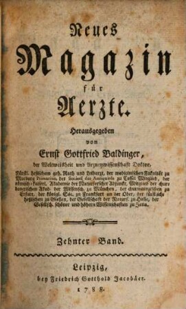 Neues Magazin für Ärzte. 10, 10. 1788