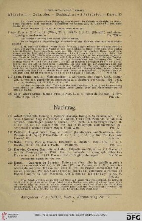Nachtrag (Nr. 221 - 239)