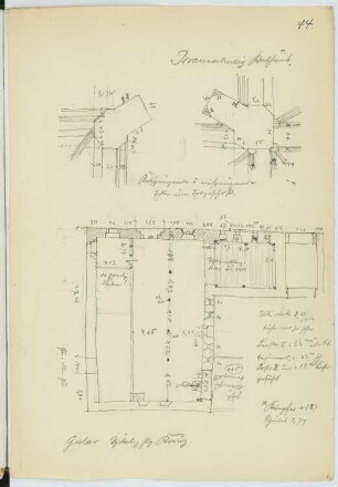 Altstädter Rathaus, Braunschweig / Heilig-Kreuz-Spital, Goslar: Details Braunschweig, Grundriss Goslar (aus: Skizzen- und Fotoalbum 17)