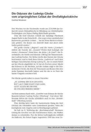 Die Odyssee der Ludwigs-Glocke vom ursprünglichen Geläut der Dreifaltigkeitskirche.